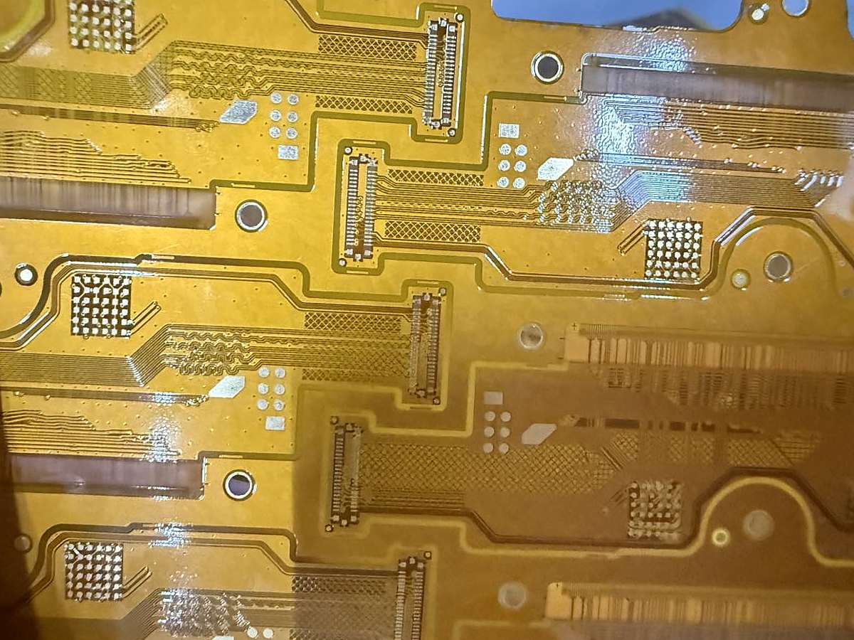 FPC coverlay after laser cutting with fine openings and connector areas