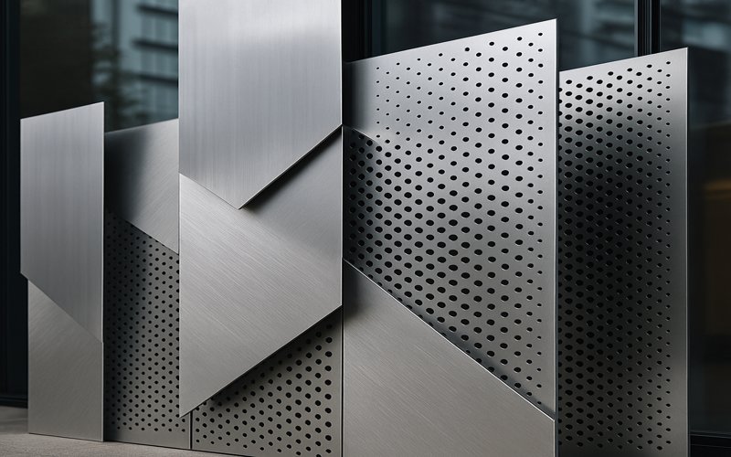 Architectural stainless steel curtain wall panels processed with GWEIKE laser cutting for modern construction