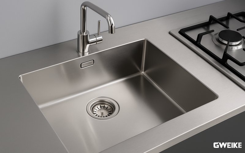 Kitchen sink and countertop produced with GWEIKE stainless steel laser cutting for food-grade applications