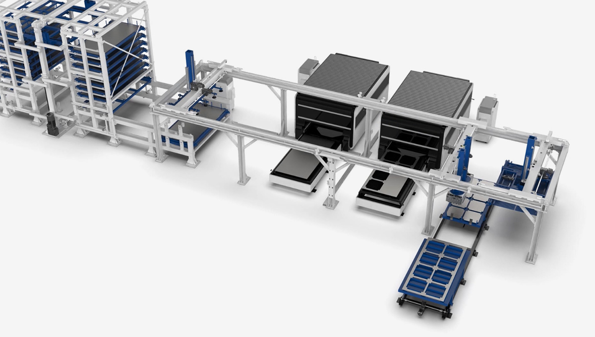 GWEIKE dual-tower sheet storage and laser cutting production line